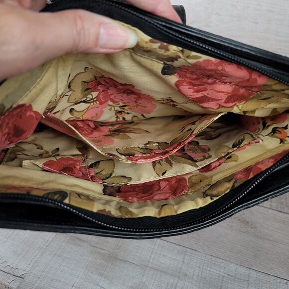 Vintage Straw Purse Cottagecore Woven Rattan Black Tan Elka Handbags New 90's - Picture 10 of 16